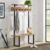 Acacia Wood Modern Storage Hooks Hall Tree