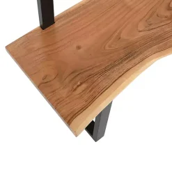 Acacia Wood Modern Storage Hooks Hall Tree