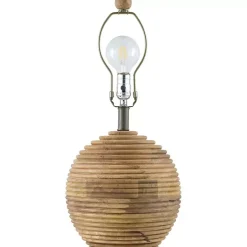 Acacia Wood Ribbed Polo Table Lamp