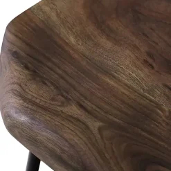 Acacia Wood Seat Wrought Iron Base Counter Stool