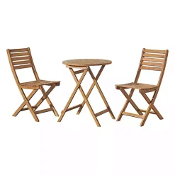 Acacia Wood Slatted 3-pc. Outdoor Bistro Set