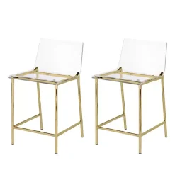 Acrylic and Gold Metal Counter Stools, Set of 2