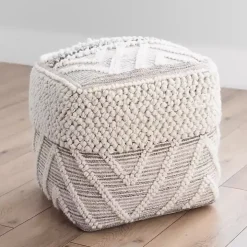 Adele Neutral Hand Knotted Pouf