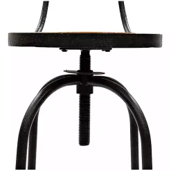 Adjustable Wood and Metal Industrial Bar Stool