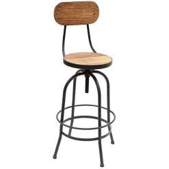 Adjustable Wood and Metal Industrial Bar Stool
