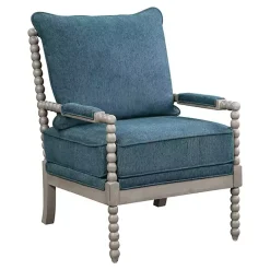 Aegean Blue Liam Turned Leg Accent Chair