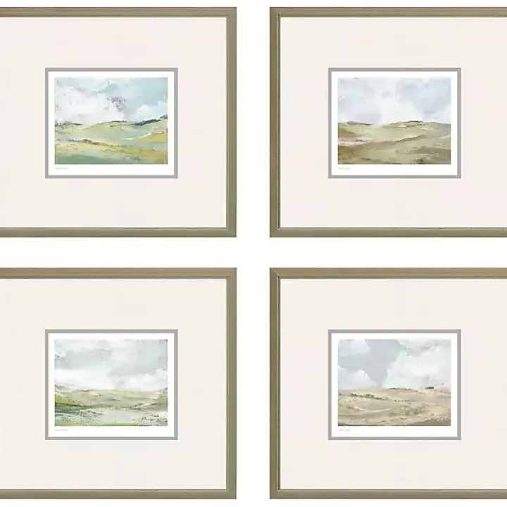 Afternoon Landscape Framed Art Prints, Set of 4