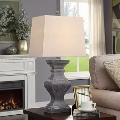 Aged Black Candlestick Base Table Lamp, 33 in.