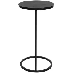 Aged Black Metal Frame Slab Top Accent Table