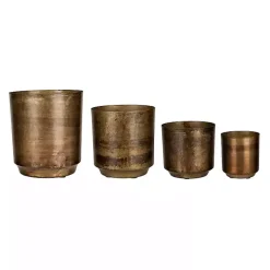 Aged Brass Flower Pots, Set of 4