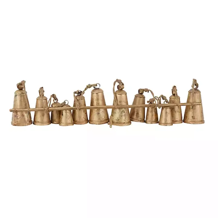 Aged Gold Triangle Bells Wall Plaque