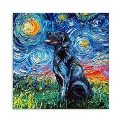 Aja Trier Black Lab Starry Night Canvas Print