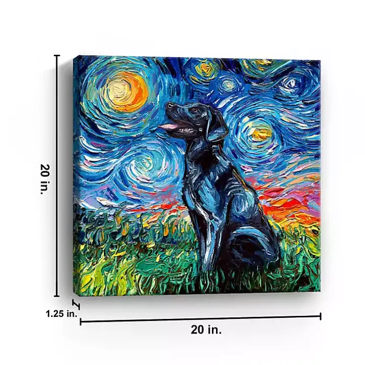 Aja Trier Black Lab Starry Night Canvas Print