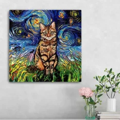 Aja Trier Brown Tabby Starry Night Canvas Print