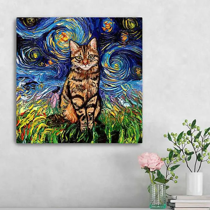 Aja Trier Brown Tabby Starry Night Canvas Print