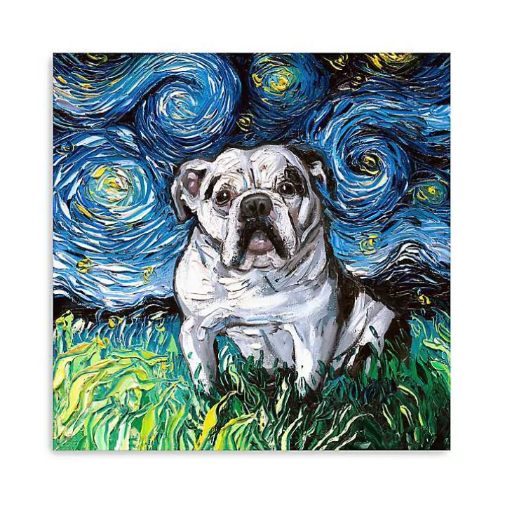 Aja Trier Bulldog Starry Night Canvas Art Print