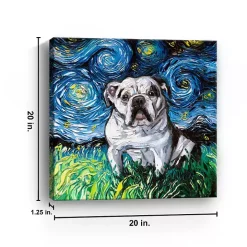 Aja Trier Bulldog Starry Night Canvas Art Print