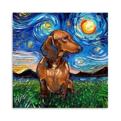 Aja Trier Dachshund I Starry Night Canvas Print