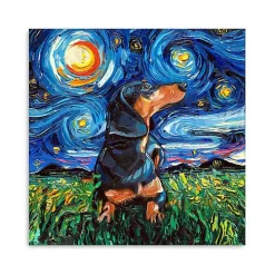 Aja Trier Dachshund II Starry Night Canvas Print