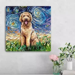 Aja Trier Goldendoodle Starry Night Canvas Print