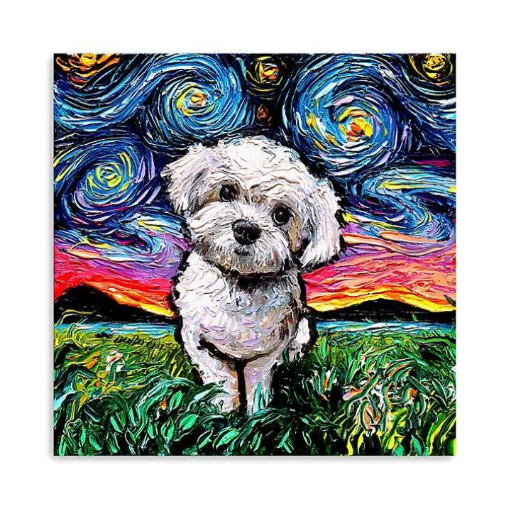 Aja Trier Maltipoo Starry Night Canvas Art Print