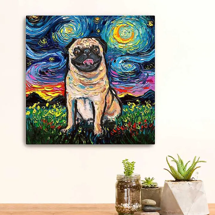 Aja Trier Pug Starry Night Canvas Art Print
