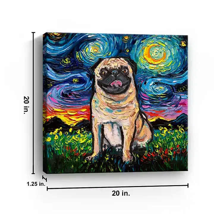Aja Trier Pug Starry Night Canvas Art Print