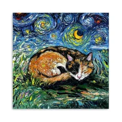Aja Trier Sleepy Calico Starry Night Canvas Print