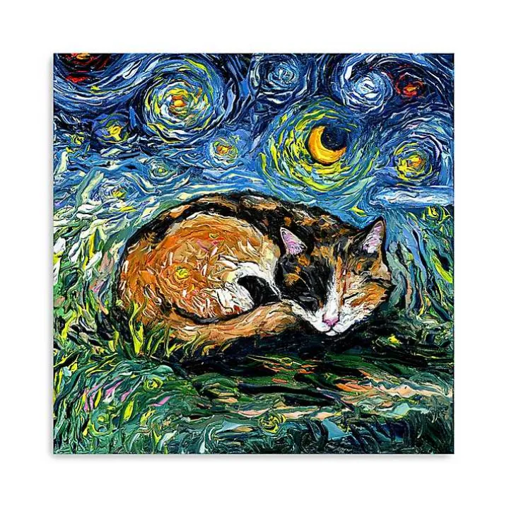 Aja Trier Sleepy Calico Starry Night Canvas Print