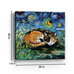Aja Trier Sleepy Calico Starry Night Canvas Print
