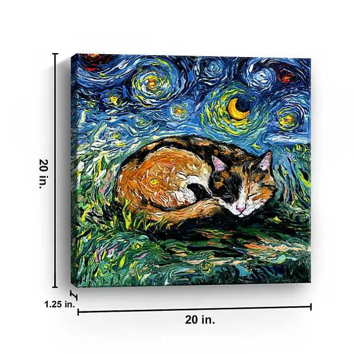 Aja Trier Sleepy Calico Starry Night Canvas Print