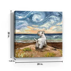 Aja Trier Westie Starry Beach Canvas Art Print