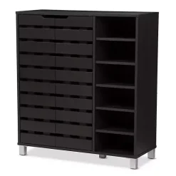 Aldrich Black Slatted Shoe Storage Cabinet