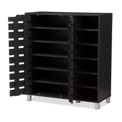 Aldrich Black Slatted Shoe Storage Cabinet
