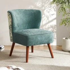Alex Teal Upholstered Floral Back Accent Chair