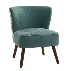 Alex Teal Upholstered Floral Back Accent Chair