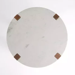 Allen Wood and Marble Round Side Table