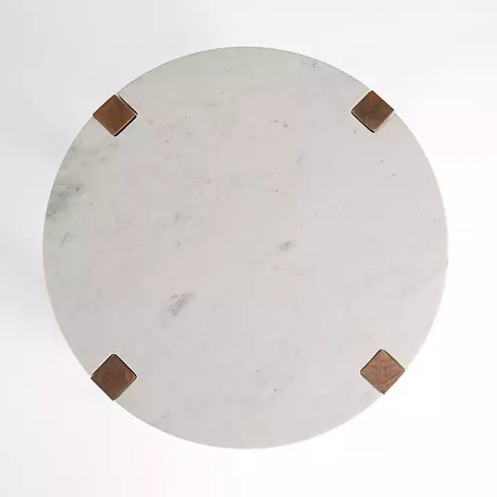 Allen Wood and Marble Round Side Table