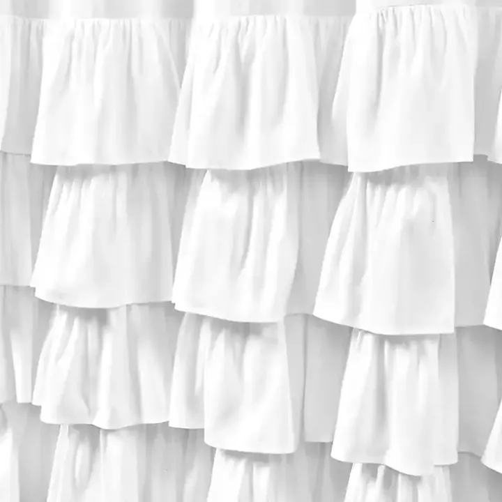 Allison White Ruffle Shower Curtain