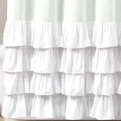 Allison White Ruffle Shower Curtain