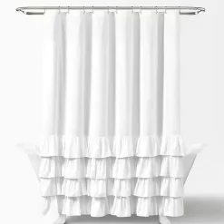 Allison White Ruffle Shower Curtain