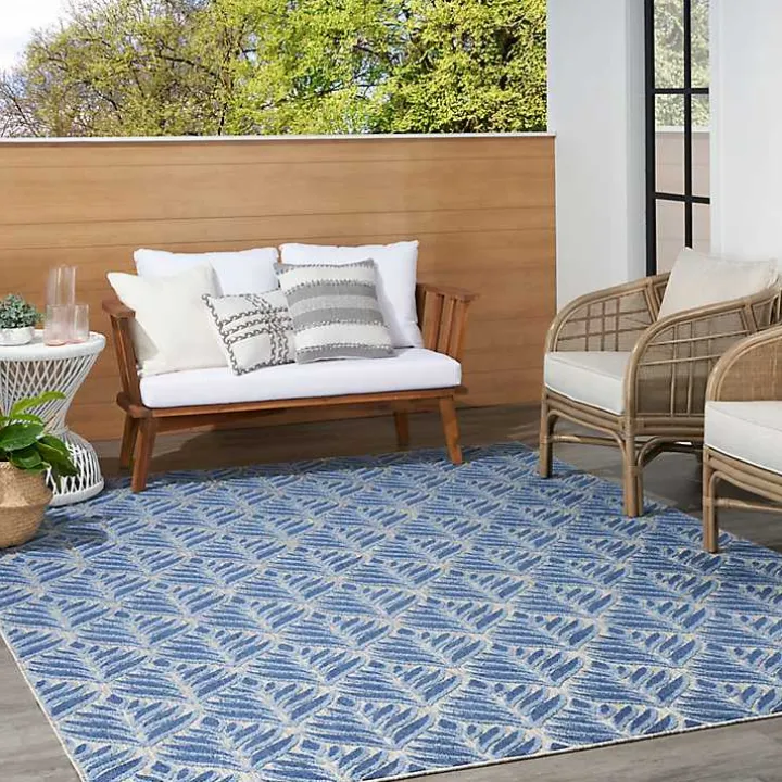 Aloha Blue Botanical Indoor/Outdoor Rug, 6x9