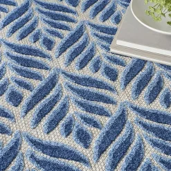 Aloha Blue Botanical Indoor/Outdoor Rug, 6x9
