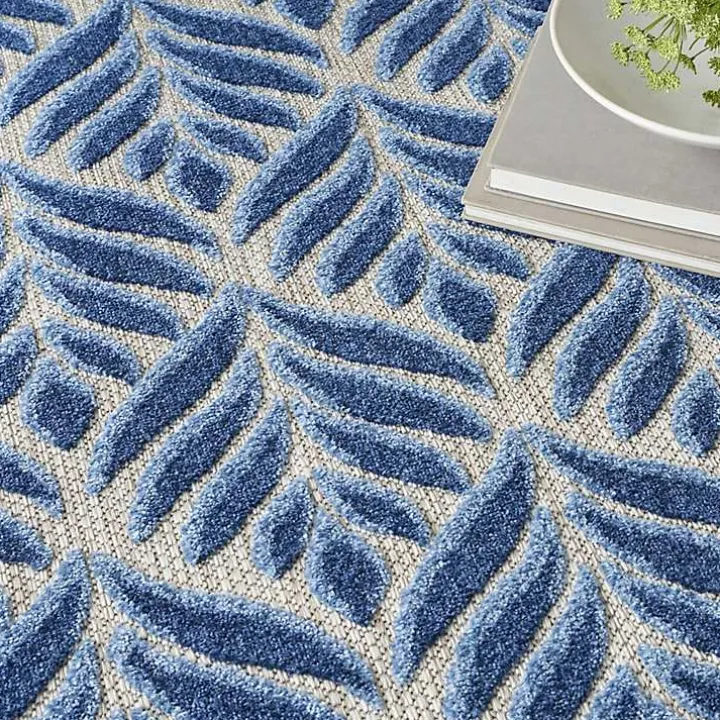 Aloha Blue Botanical Indoor/Outdoor Rug, 6x9