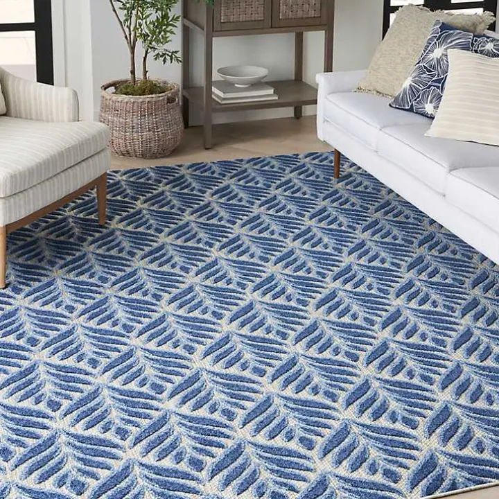 Aloha Blue Botanical Indoor/Outdoor Rug, 7x10
