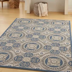 Aloha Blue Medallion Indoor/Outdoor Area Rug, 5x7