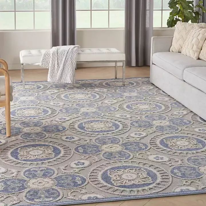Aloha Blue Medallion Indoor/Outdoor Area Rug, 9x12