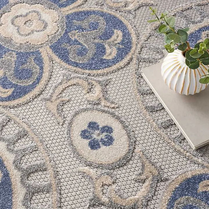 Aloha Blue Medallion Indoor/Outdoor Area Rug, 9x12
