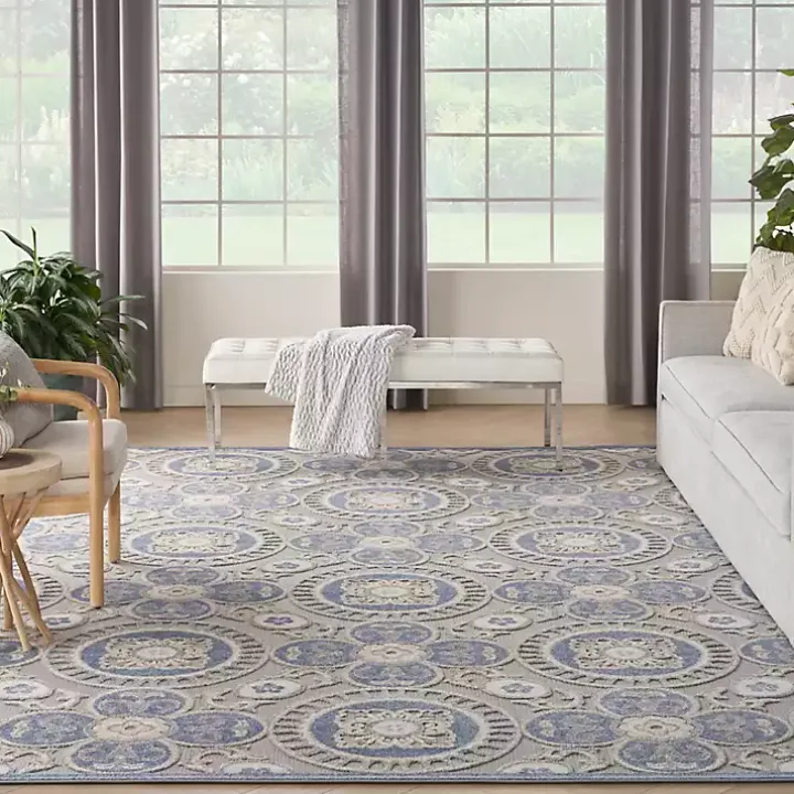 Aloha Blue Medallion Indoor/Outdoor Area Rug, 9x12