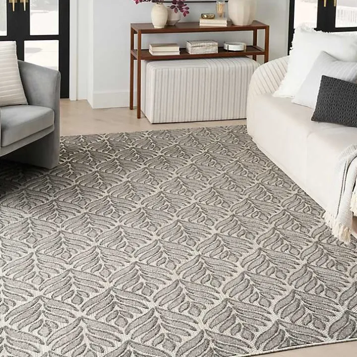 Aloha Gray Botanical Indoor/Outdoor Rug, 5x7